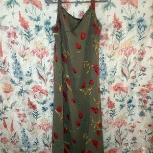 Vintage Maggy London Red Floral Maxi Dress